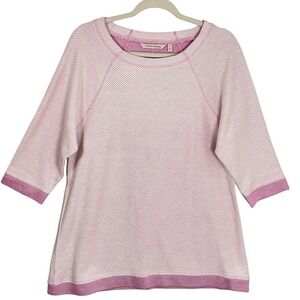 Soft Surroundings L Pink Textured Raglan Top Cotton‎ Casual Coastal
